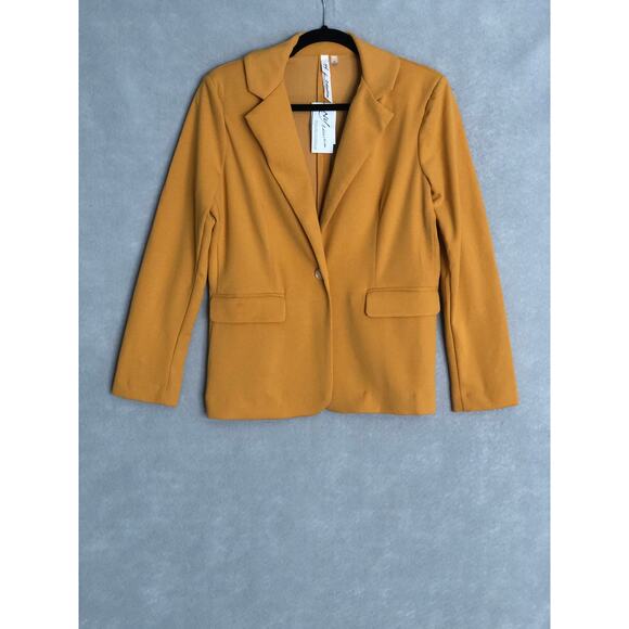 NY Collection Women's Petite Large Single Button Jacket Gold NEW - Picture 1 of 7